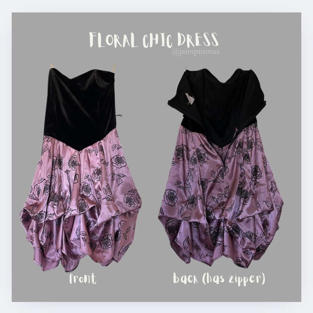 Midnight Blossom Strapless Dress - Teeze Me - Size Small